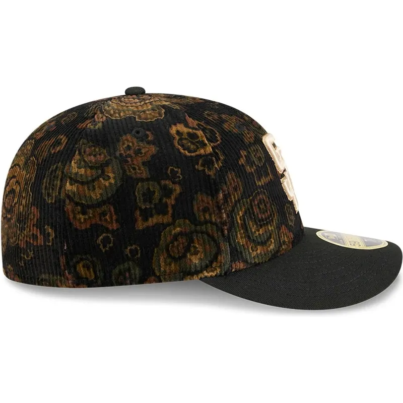 czarna-zakrzywiona-czapka-59fifty-low-profile-floral-cord-three-looms-printed-corduroy-san-diego-padres-mlb-od-new-era