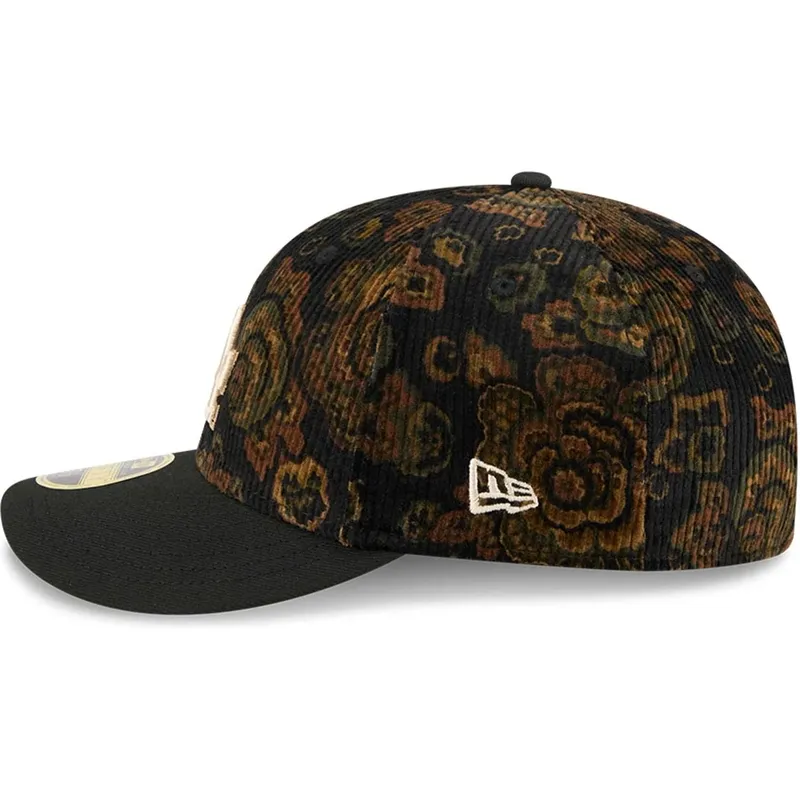 cappellino-curvo-nero-regolabile-59fifty-low-profile-floral-cord-three-looms-printed-corduroy-dei-los-angeles-dodgers-mlb-di-new