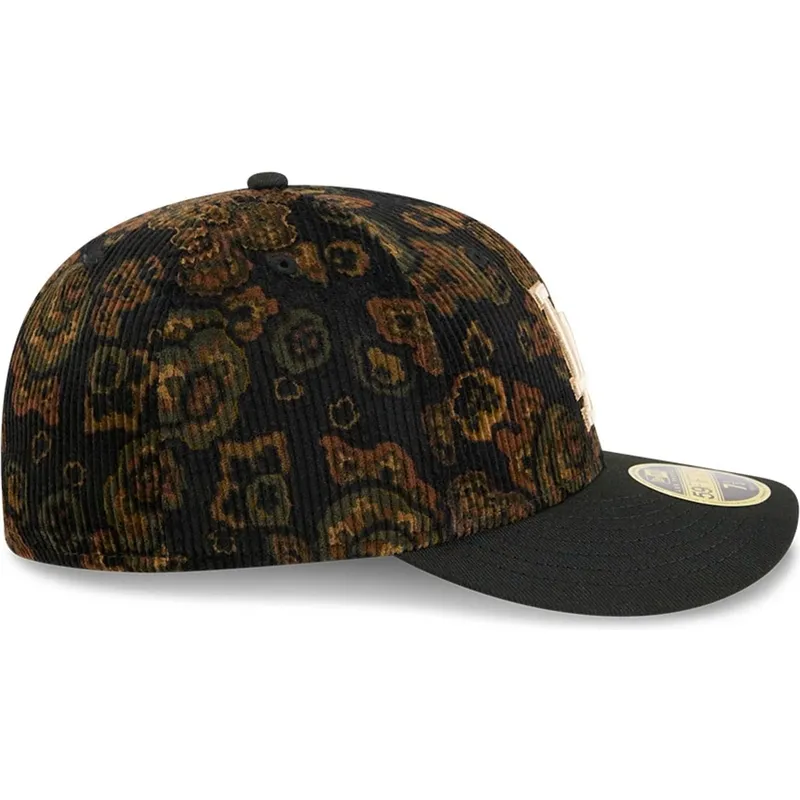 svart-bojd-justerbar-keps-59fifty-low-profile-floral-cord-three-looms-printed-corduroy-los-angeles-dodgers-mlb-fran-new-era