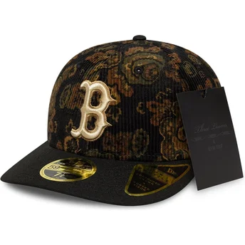 Boston Red Sox MLB New Era 59FIFTY Low Profile Floral Cord Three Looms Bedruckter Kord-Snapback in Schwarz