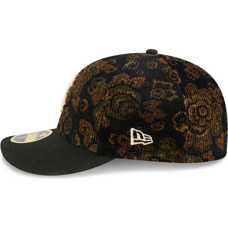 cappellino-curvo-nero-chiuso-59fifty-low-profile-floral-cord-three-looms-printed-corduroy-dei-boston-red-sox-mlb-di-new-era