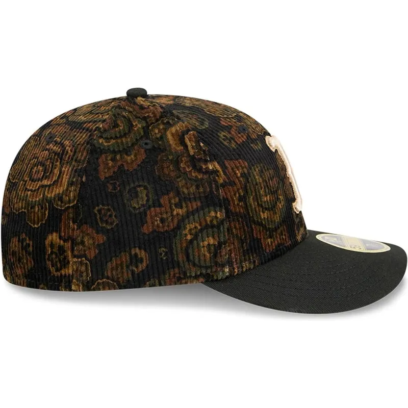 cappellino-curvo-nero-regolabile-59fifty-low-profile-floral-cord-three-looms-printed-corduroy-dei-boston-red-sox-mlb-di-new-era