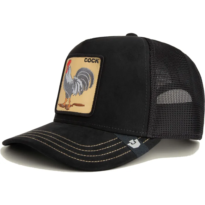 czapka-trucker-czarna-kogut-cock-golden-suede-the-farm-od-goorin-bros