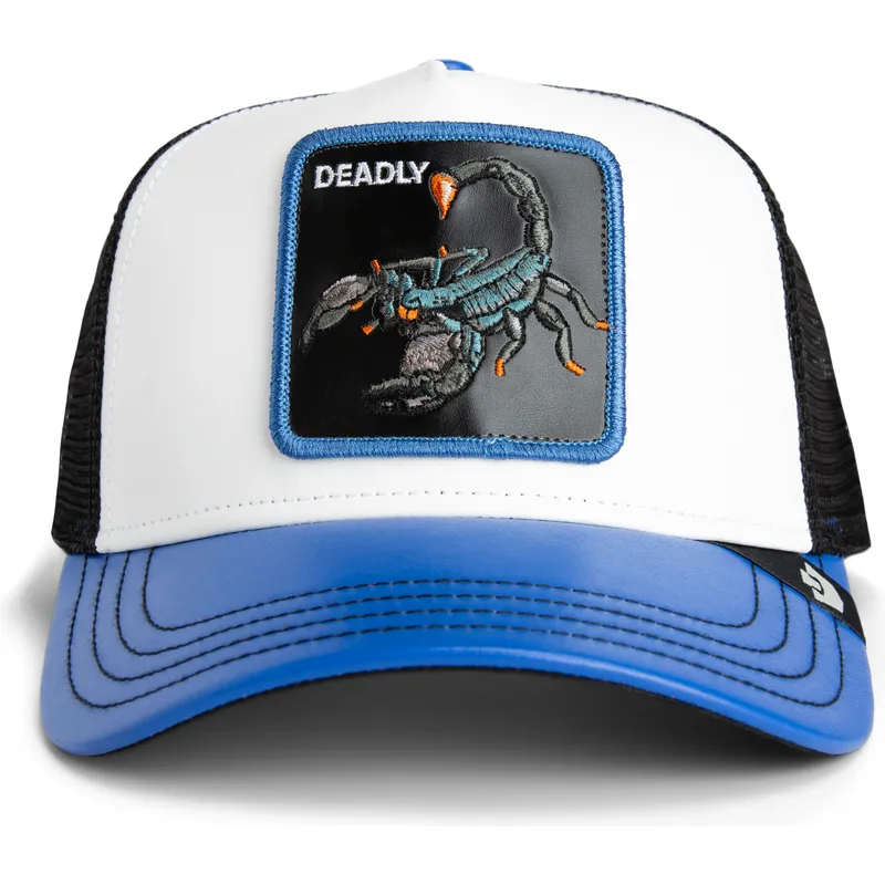 weisse-und-blaue-trucker-kappe-skorpion-deadly-courtside-the-farm-von-goorin-bros