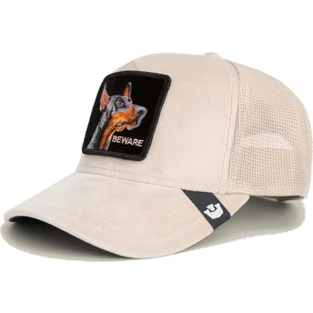 Goorin Bros. Beware Doberman Velour The Farm Beige Trucker Hat