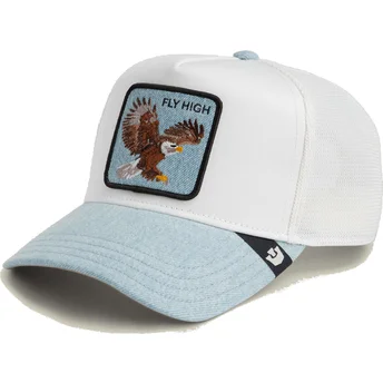 Weiße und blaue Trucker-Kappe Eagle Fly High Denim The Farm von Goorin Bros.