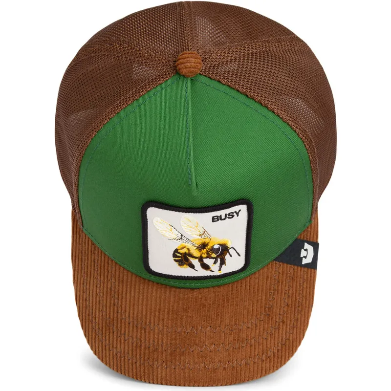 czapka-trucker-zielono-brazowa-pszczola-busy-remix-the-farm-marki-goorin-bros