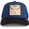 casquette-trucker-bleue-et-noire-boeuf-two-tone-skull-grit-the-farm-goorin-bros
