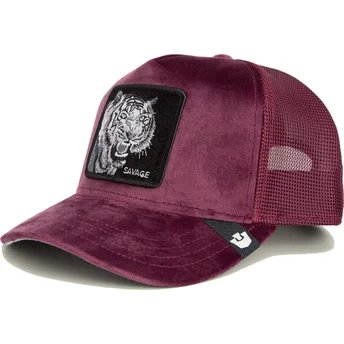Czapka trucker bordowa tygrys Savage Tiger Velour The Farm od Goorin Bros.
