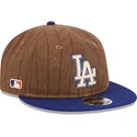 cappellino-piatto-marrone-e-blu-regolabile-9fifty-retro-crown-wool-pinstripe-dei-los-angeles-dodgers-mlb-di-new-era
