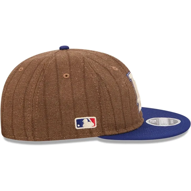 brazowo-niebieska-regulowana-czapka-z-daszkiem-9fifty-retro-crown-wool-pinstripe-los-angeles-dodgers-mlb-new-era