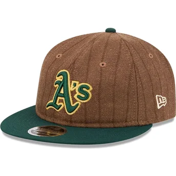 Einstellbare braun-grüne 9FIFTY Retro Crown Wollnadelstreifen-Kappe der Oakland Athletics MLB von New Era