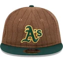 braune-und-grune-verstellbare-flatcap-9fifty-retro-crown-wool-pinstripe-der-oakland-athletics-mlb-von-new-era