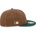 cappello-piatto-marrone-e-verde-regolabile-9fifty-retro-crown-wool-pinstripe-degli-oakland-athletics-mlb-di-new-era