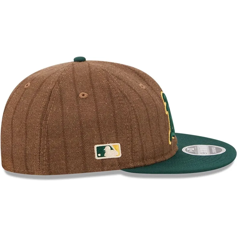 justerbar-brun-och-gron-platt-keps-9fifty-retro-crown-wool-pinstripe-fran-oakland-athletics-mlb-av-new-era