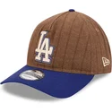 regulowana-brazowo-niebieska-czapka-z-zakrzywionym-daszkiem-9twenty-a-frame-wool-pinstripe-los-angeles-dodgers-mlb-od-new-era
