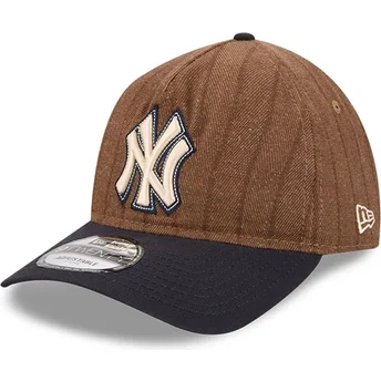 Regulowana brązowo-granatowa czapka z zakrzywionym daszkiem 9TWENTY A Frame Wool Pinstripe New York Yankees MLB marki New Era
