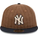 cappello-piatto-marrone-e-blu-navy-regolabile-9fifty-retro-crown-wool-pinstripe-dei-new-york-yankees-mlb-di-new-era