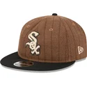 cappello-piatto-marrone-e-nero-regolabile-9fifty-retro-crown-wool-pinstripe-dei-chicago-white-sox-mlb-di-new-era