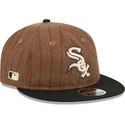 cappello-piatto-marrone-e-nero-regolabile-9fifty-retro-crown-wool-pinstripe-dei-chicago-white-sox-mlb-di-new-era