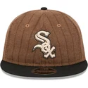 chicago-white-sox-mlb-new-era-9fifty-retro-crown-wool-pinstripe-justerbar-brun-och-svart-platt-keps