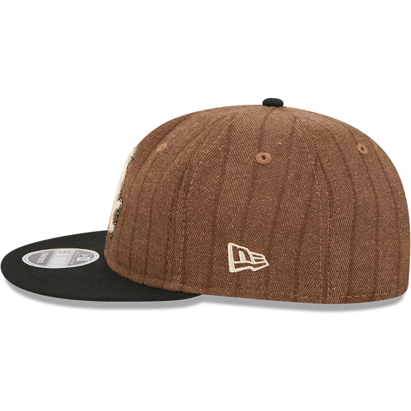 brazowo-czarna-regulowana-czapka-z-daszkiem-9fifty-retro-crown-wool-pinstripe-chicago-white-sox-mlb-new-era