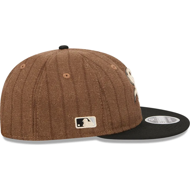 brazowo-czarna-regulowana-czapka-z-daszkiem-9fifty-retro-crown-wool-pinstripe-chicago-white-sox-mlb-new-era