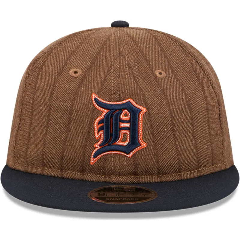 cappello-piatto-marrone-e-blu-marino-regolabile-9fifty-retro-crown-wool-pinstripe-di-detroit-tigers-mlb-di-new-era