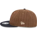 brun-och-marinbla-justerbar-platt-keps-9fifty-retro-crown-wool-pinstripe-fran-detroit-tigers-mlb-av-new-era