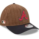 brun-och-marinbla-bojd-justerbar-keps-9twenty-a-frame-wool-pinstripe-fran-atlanta-braves-mlb-av-new-era