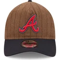 cappello-curvo-marrone-e-blu-navy-regolabile-9twenty-a-frame-wool-pinstripe-degli-atlanta-braves-mlb-di-new-era