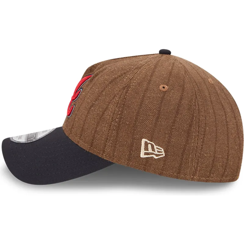brun-och-marinbla-bojd-justerbar-keps-9twenty-a-frame-wool-pinstripe-fran-atlanta-braves-mlb-av-new-era