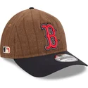 cappellino-curvo-marrone-e-blu-navy-regolabile-9twenty-a-frame-wool-pinstripe-dei-boston-red-sox-mlb-di-new-era