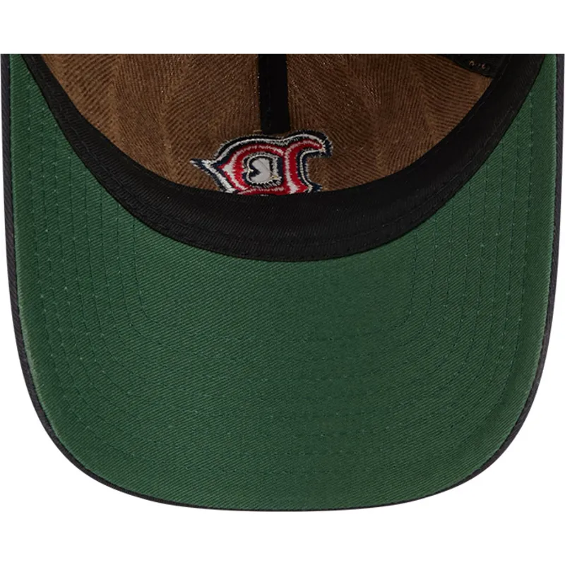 cappellino-curvo-marrone-e-blu-marino-regolabile-9twenty-a-frame-wool-pinstripe-di-boston-red-sox-mlb-di-new-era