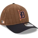 cappellino-curvo-marrone-e-blu-navy-regolabile-9twenty-a-frame-wool-pinstripe-dei-detroit-tigers-mlb-di-new-era