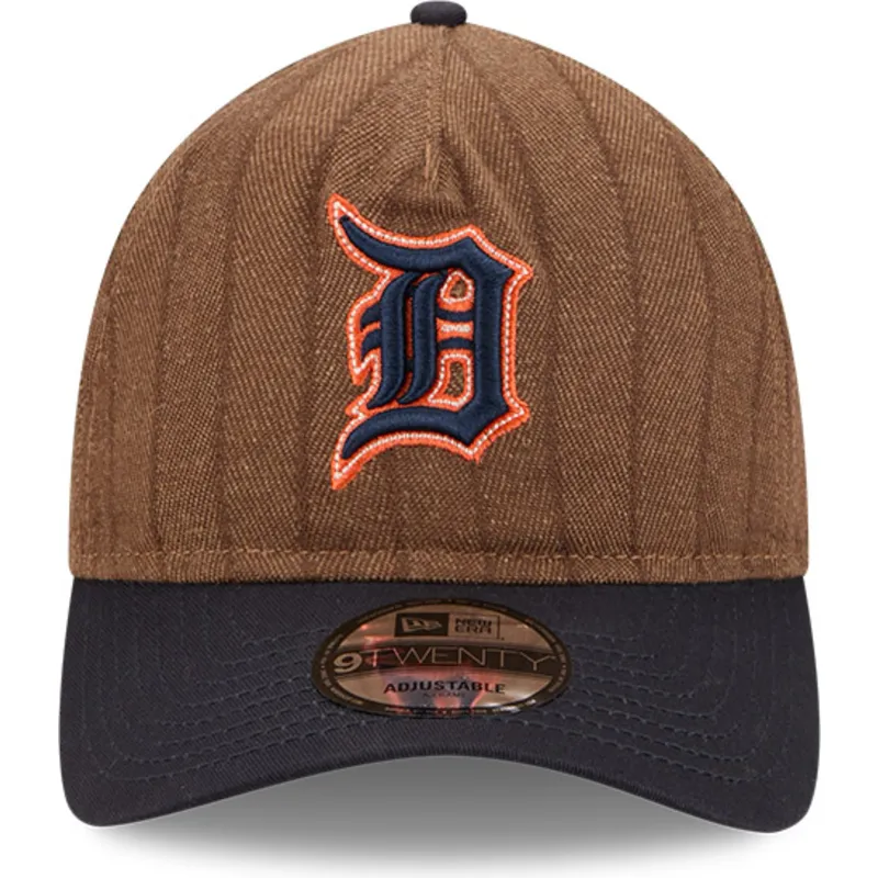 brun-och-marinbla-bojd-keps-justerbar-9twenty-a-frame-wool-pinstripe-fran-detroit-tigers-mlb-av-new-era