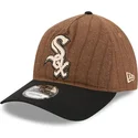 new-era-curved-brim-9twenty-a-frame-wool-pinstripe-chicago-white-sox-mlb-brown-and-black-adjustable-cap