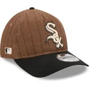 new-era-curved-brim-9twenty-a-frame-wool-pinstripe-chicago-white-sox-mlb-brown-and-black-adjustable-cap