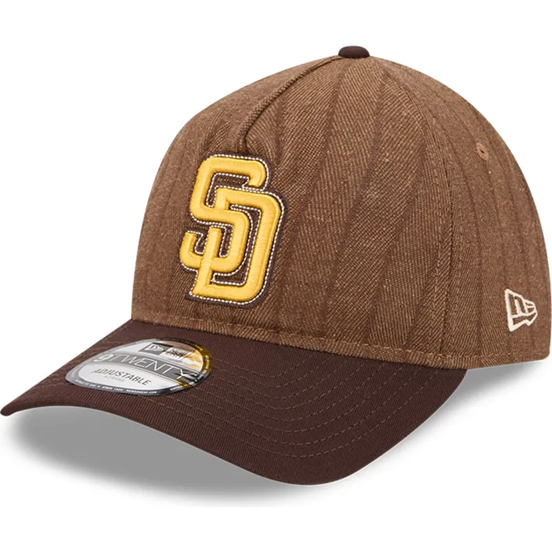 brun-bojd-justerbar-keps-9twenty-a-frame-wool-pinstripe-fran-san-diego-padres-mlb-av-new-era