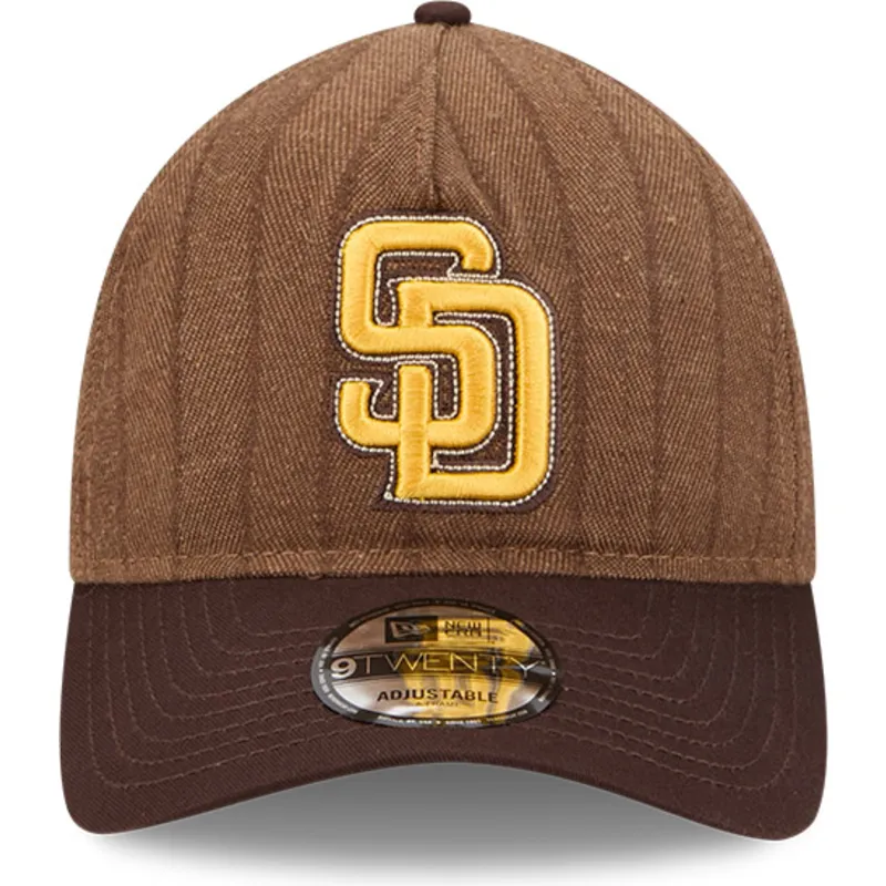 cappellino-visiera-curva-marrone-regolabile-9twenty-a-frame-wool-pinstripe-di-san-diego-padres-mlb-di-new-era