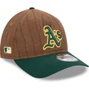 regulowana-brazowo-zielona-czapka-z-zakrzywionym-daszkiem-9twenty-a-frame-wool-pinstripe-oakland-athletics-mlb-marki-new-era