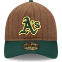 cappellino-curvo-marrone-e-verde-regolabile-9twenty-a-frame-wool-pinstripe-di-oakland-athletics-mlb-di-new-era