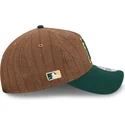 cappellino-curvo-marrone-e-verde-regolabile-9twenty-a-frame-wool-pinstripe-di-oakland-athletics-mlb-di-new-era