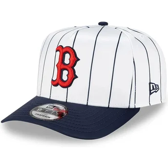 Biała i granatowa czapka z zakrzywionym daszkiem snapback 9FIFTY A Frame Satin Pinstripe Boston Red Sox MLB od New Era