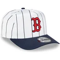 cappellino-visiera-curva-bianco-e-blu-marino-snapback-9fifty-a-frame-satin-pinstripe-di-boston-red-sox-mlb-di-new-era