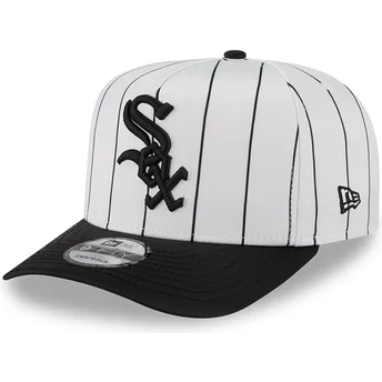 Cappellino curvo bianco e nero snapback 9FIFTY A Frame Satin Pinstripe dei Chicago White Sox MLB di New Era