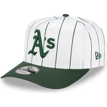 Cappellino curvo bianco e verde snapback 9FIFTY A Frame Satin Pinstripe degli Oakland Athletics MLB di New Era