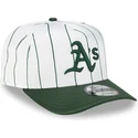 cappellino-curvo-bianco-e-verde-snapback-9fifty-a-frame-satin-pinstripe-degli-oakland-athletics-mlb-di-new-era