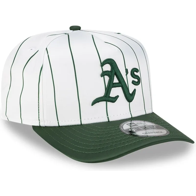 biala-i-zielona-czapka-z-daszkiem-snapback-9fifty-a-frame-satin-pinstripe-oakland-athletics-mlb-od-new-era