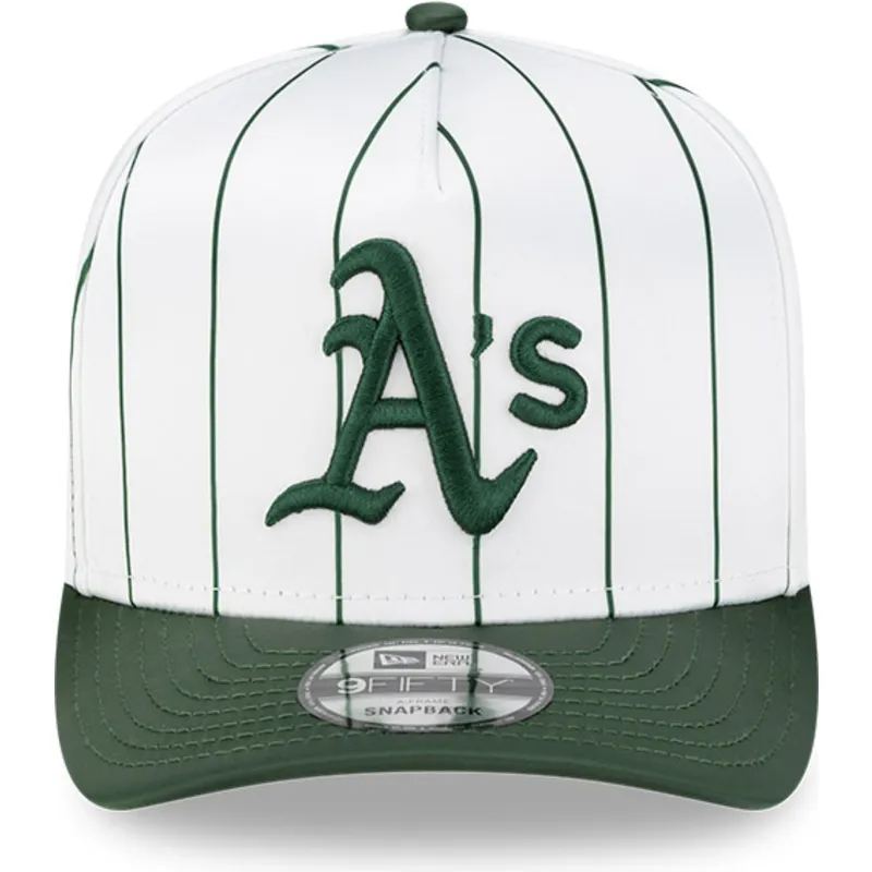 cappello-snapback-bianco-e-verde-9fifty-a-frame-satin-pinstripe-degli-oakland-athletics-mlb-di-new-era